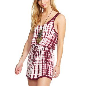 CHASER Cool Jersey Double Scoop Neck Shirttail Tank Dress, sz L, Tie Dye Boho